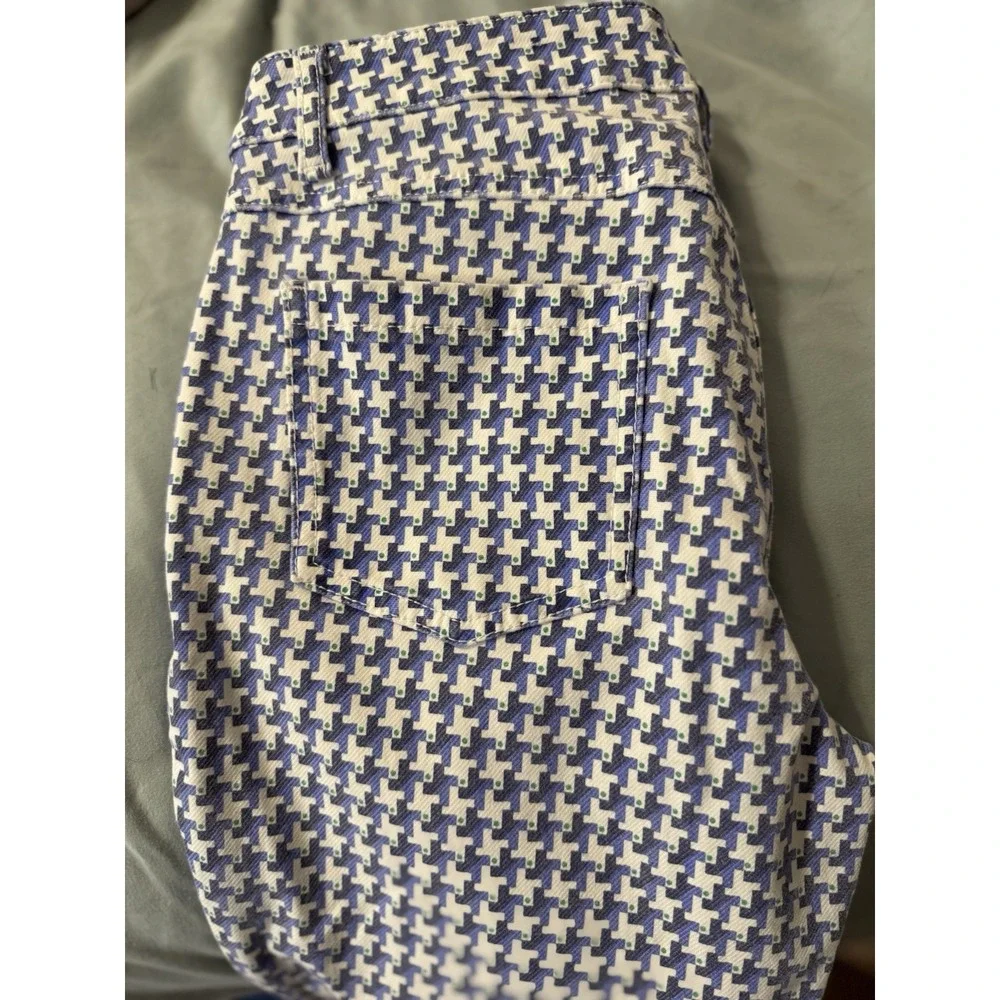 J. McLaughlin Women's Geometric Print Skinny Jeans Blue,‎ White & Black Size 0